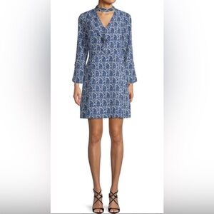 Derek Lam 10 Crosby Satina Women's 6 Snap Collar Blue Paisley Print  Mini